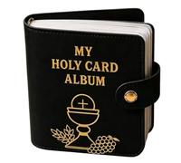 Holy Card Holder - Small Booklet Protector with 20 Sleeves | Catholic Faux Leather Holy Organizer,for Men Women Personal Prayer Travel Home Retreat Family Gatherings