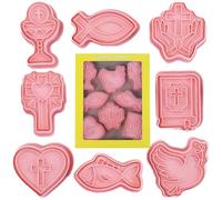 Holy Communion Cookie Mould Set - 8Pcs Religious, Multipurpose Baptism Molds | 3D Shaper with Chalice Cup for Easter Christmas Confirmation Ceremony Parties Baking Tools