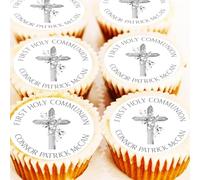 Holy Communion Personalised Cupcake Toppers By Debs Kitchen Cakes - Icing or Wafer (Icing) ALREADY CUT