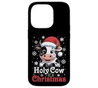 Holy Cow It's Christmas Cartoon Farm Animal Outfit Xmas Cow Case for iPhone 14 Pro