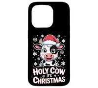 Holy Cow It's Christmas Cartoon Farm Animal Outfit Xmas Cow Case for iPhone 15 Pro