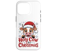 Holy Cow It's Christmas Cartoon Farm Animal Outfit Xmas Cow Case for iPhone 16 Pro