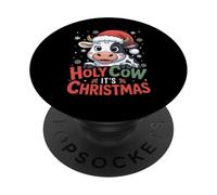Holy Cow It's Christmas Cartoon Farm Animal Outfit Xmas Cow PopSockets Adhesive PopGrip