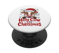 Holy Cow It's Christmas Cartoon Farm Animal Outfit Xmas Cow PopSockets Adhesive PopGrip