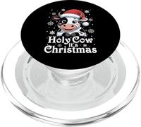 Holy Cow It's Christmas Cartoon Farm Animal Outfit Xmas Cow PopSockets PopGrip for MagSafe
