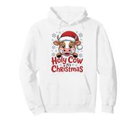 Holy Cow It's Christmas Cartoon Farm Animal Outfit Xmas Cow Pullover Hoodie