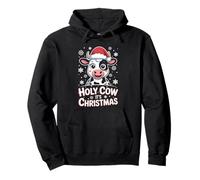 Holy Cow It's Christmas Cartoon Farm Animal Outfit Xmas Cow Pullover Hoodie
