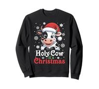 Holy Cow It's Christmas Cartoon Farm Animal Outfit Xmas Cow Sweatshirt