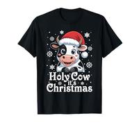 Holy Cow It's Christmas Cartoon Farm Animal Outfit Xmas Cow T-Shirt