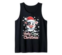 Holy Cow It's Christmas Cartoon Farm Animal Outfit Xmas Cow Tank Top