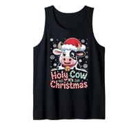 Holy Cow It's Christmas Cartoon Farm Animal Outfit Xmas Cow Tank Top