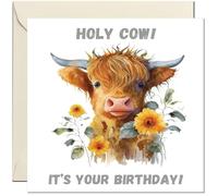 Holy Cow it's your Birthday! - Cow Pun Funny Birthday Card 145 x 145mm