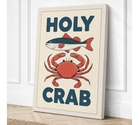 Holy Crab Retro Canvas Wall Art Print 18x12 Inch (46 x 30 cm)
