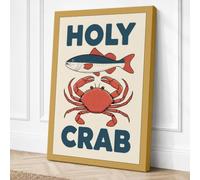 Holy Crab Retro Canvas Wall Art Print 24x16 Inch (61 x 41 cm)