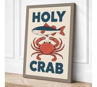 Holy Crab Retro Canvas Wall Art Print 36x24 Inch (91 x 61 cm)