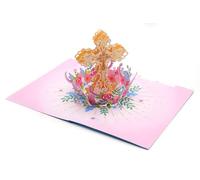 Holy Cross 3D Pop Up Card, Greetings Card, Handmade Card for Blessing Prayer Resurrection Religious Baptism Faith Ordination Chirstening, Gift for Friends and Family (Holy Cross 1)