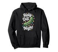 Holy Dill Night Christmas Pickle Pun Holiday Lights Pullover Hoodie