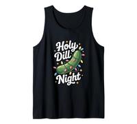 Holy Dill Night Christmas Pickle Pun Holiday Lights Tank Top