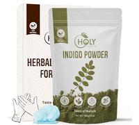 Holy Earth 100% Indigo Powder for Hair Dye - 100g | Organic & Natural Hair Color | Chemical-Free, Vegan, Non-GMO | Indigofera Tinctoria | Free Gloves & Cap | Rich Pigment | Resealable Pack
