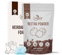Holy Earth 100% Pure Reetha Powder - 100g (Sapindus mukorossi) | Natural Hair Cleanser with Free Gloves & Shower Cap | Boosts Softness & Hair Health | Non-GMO, Vegan | Resealable Pack