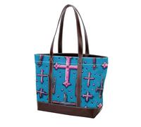Holy Easter Cross-1068 Shoulder Purses for Women Large Soft Washed Leather Purses and Durable Handbags, Multicolor 03, 33.8x12x31cm/13.3x4.7x12.2 in