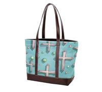 Holy Easter Cross-1101 Shoulder Purses for Women Large Soft Washed Leather Purses and Durable Handbags, Multicolor 04, 33.8x12x31cm/13.3x4.7x12.2 in