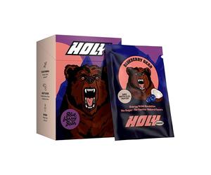 HOLY Energy Gaming Booster 10 Tasting Box “Blueberry Bear” with Blueberry & Coconut Flavour Powder | 10 portions with NewCaff & Green Tea Extract | Focus Drink | Vegan with 100% natural fruit flavours