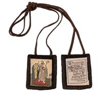 Holy Family Brown Wool Scapular Necklace | Jesus, Mary, and Joseph and Our Lady's Scapular Promise | Great Religious Gift for First Holy Communion and Confirmation
