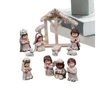 Holy Family Christmas Table Ornaments - 12X Resin Nativity Figures Collection | Religious Holiday Exhibition Decor For Table, Living Room, Church, Festive Celebration