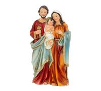 Holy Family Figurine, Resin, Hand-Painted, Multicolour Religious Decor | Holy Family Statue, Resin, Hand-Painted, Gold Accents, 7.4 x 4.2 x 14.1 cm / 2.91 x 1.65 x 5.55 in