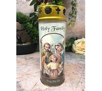 Holy Family Grave Candle Windproof Cap Prayer on Reverse Religious Graveside