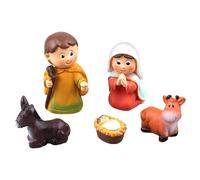 Holy Family Nativity Set - 5 Piece Miniature Figures for Christmas Decoration, Classic Nativity Statues Collection | Traditional Homemade Ornaments Set for Table, Shelf, Est