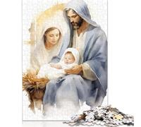 Holy Family Painting - Nativity Scene Paper Jigsaw Puzzles for Adults 1000 Piece Rectangular Puzzle for Adults Game 1000pcs (38x26cm)