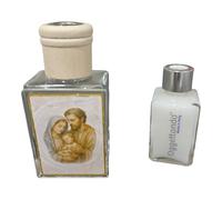Holy Family Rectangular Glass Perfumer with Gold Details in Gift Box, Wedding Favours, Baptism, Communion, Confirmation, Graduation, Anniversaries and Useful Gifts (Holy Family 3)
