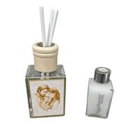 Holy Family Rectangular Glass Perfumer with Gold Details in Gift Box, Wedding Favours, Baptism, Communion, Confirmation, Graduation, Anniversaries and Useful Gifts (Holy Family 3)