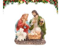 Holy Family Statue, Jesus Figurine Set, 4.33x3.35in Detailed Craftsmanship, Classic Holiday Accent, Resin Christmas Decoration for Home, Bookshelf, Dorm, Fireplace, Indoor Bedroom, Living Room, Table