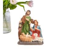Holy Family Statue, Nativity Scene Jesus Statue Desk Figurines, Resin Christmas Decorations Decor for Bookstore for Dorm