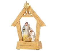Holy Family Statue - Stable Nativity Scene With Lights, Christmas Nativity Scene With Stable | Ornaments for the Birth of Christ of Jesus, Holy Family Nativity Scene, Table Figures, Shelf
