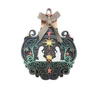 Holy Family Wreath Decorations Christmas Front Door Wreaths Sign Wooden Praying Scene Ornament, Religious Nativity Scene Door Decoration For Christmas Home Window Wall Decor