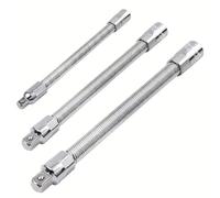 Holy Feather 3Pcs Flexible Extension Bar Set, Universal Joint & Bendable Soft Shaft Adapter for Socket Wrench - 1/2" 3/8" 1/4" Drive