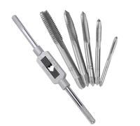 Holy Feather T-Handle Tap Wrench Set with 5pc Straight Flute Taps, Reversible Ratchet Mechanism