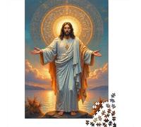 Holy Figure Sunset View 1000 Piece Jigsaw Puzzle Jigsaw Puzzle for Adults Paper for Relaxation Home Decor Gift 38x26cm/1000pcs