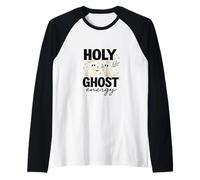 Holy Ghost Energy Cute Halo Ghosts Christian Halloween Raglan Baseball Tee