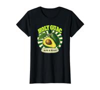 Holy Guac Retro Avocado Ripe and Ready Funny Tee Value Graphic T-Shirt, Women, Black, S