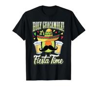 Holy Guacamole It's Fiesta Time Avocado and Beer Mexican Pun Value Graphic T-Shirt, Men, Black, L