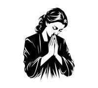 Holy Hand Sign of Praying Women Hands Wall Decals 50.4x72cm Wall beautification Black