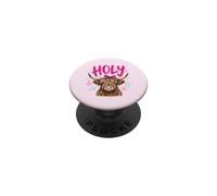 Holy Highland Cow Pink Leopard Bow Western Humor PopSockets Adhesive PopGrip