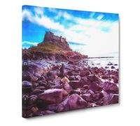 Holy Island In Lindisfarne Canvas Wall Art Print 14x14 Inch