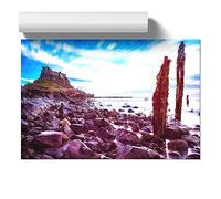 Holy Island In Lindisfarne Painting Unframed Print for Living Room Bedroom Home Office Décor, Wall Art Picture, A3 (29.7 x 42 cm)