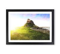 Holy Island Lindisfarne Painting Framed Print | A2 Black Framed Wall Art | Ready to Hang | Modern Landscape Picture | Living Room Bedroom Lounge Office